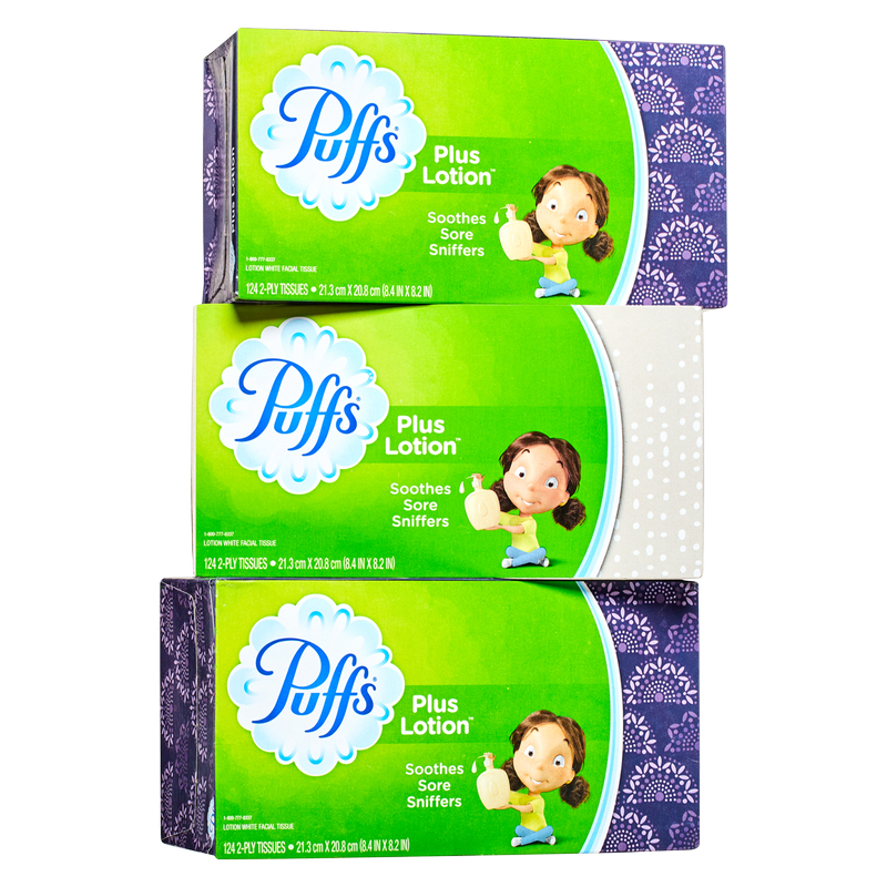 Puffs Plus Unscented Lotion Facial Tissue Box 3pk – BevMo!